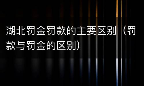湖北罚金罚款的主要区别（罚款与罚金的区别）