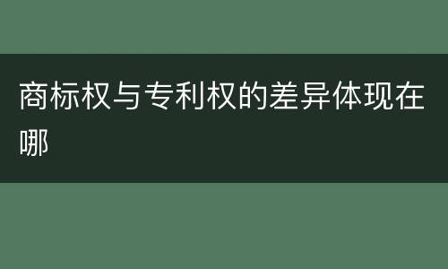 商标权与专利权的差异体现在哪