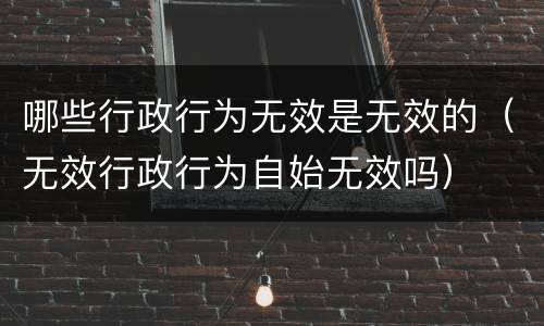 哪些行政行为无效是无效的（无效行政行为自始无效吗）