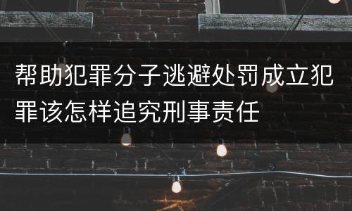 帮助犯罪分子逃避处罚成立犯罪该怎样追究刑事责任
