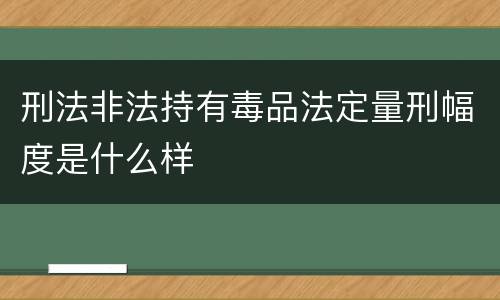 刑法非法持有毒品法定量刑幅度是什么样