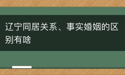 辽宁同居关系、事实婚姻的区别有啥