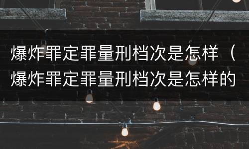 爆炸罪定罪量刑档次是怎样（爆炸罪定罪量刑档次是怎样的）