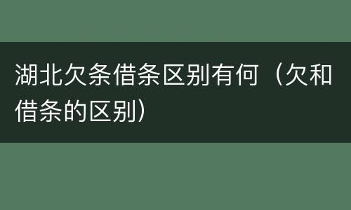 湖北欠条借条区别有何（欠和借条的区别）