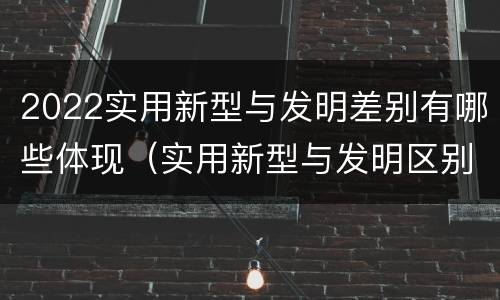 2022实用新型与发明差别有哪些体现（实用新型与发明区别）