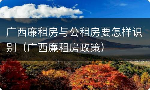 广西廉租房与公租房要怎样识别（广西廉租房政策）