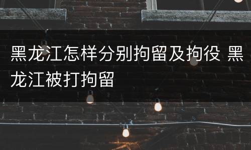 黑龙江怎样分别拘留及拘役 黑龙江被打拘留