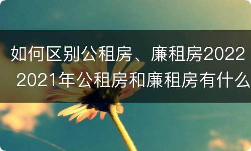 如何区别公租房、廉租房2022 2021年公租房和廉租房有什么区别