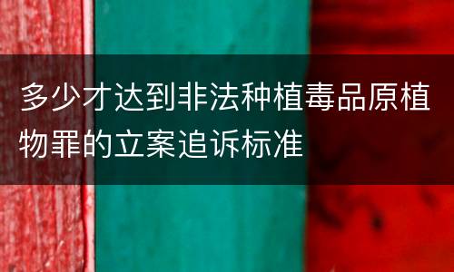 多少才达到非法种植毒品原植物罪的立案追诉标准
