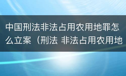 中国刑法非法占用农用地罪怎么立案（刑法 非法占用农用地罪）