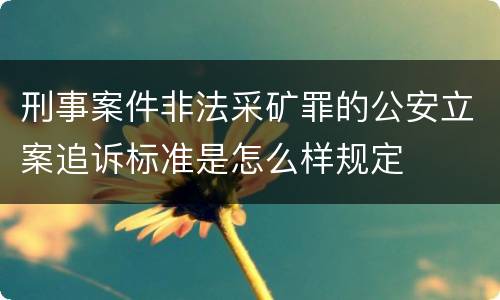 刑事案件非法采矿罪的公安立案追诉标准是怎么样规定