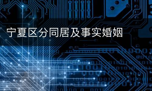 宁夏区分同居及事实婚姻