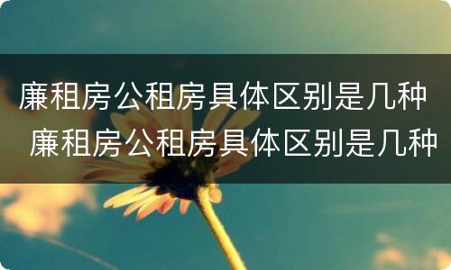 廉租房公租房具体区别是几种 廉租房公租房具体区别是几种房