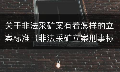 关于非法采矿案有着怎样的立案标准（非法采矿立案刑事标准是什么）