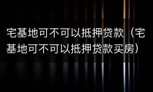 宅基地可不可以抵押贷款（宅基地可不可以抵押贷款买房）
