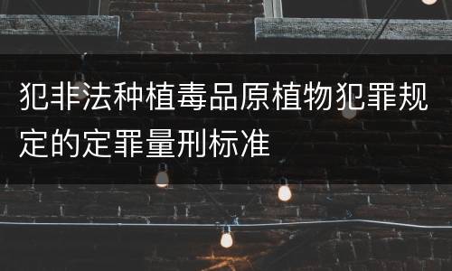 犯非法种植毒品原植物犯罪规定的定罪量刑标准