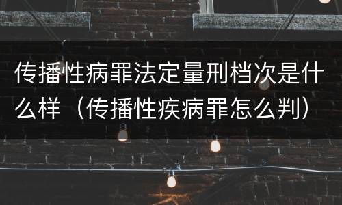 传播性病罪法定量刑档次是什么样（传播性疾病罪怎么判）