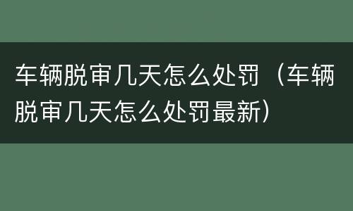 车辆脱审几天怎么处罚（车辆脱审几天怎么处罚最新）