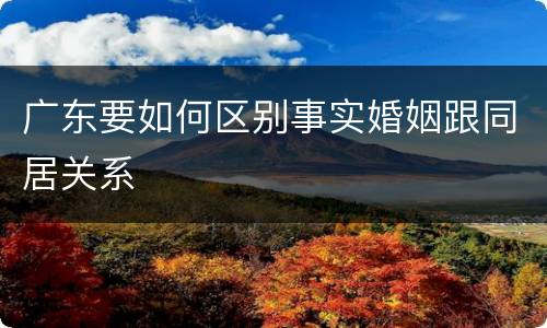 广东要如何区别事实婚姻跟同居关系