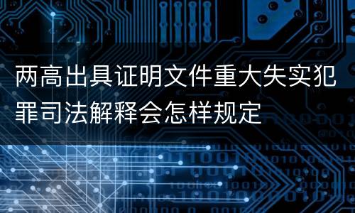 两高出具证明文件重大失实犯罪司法解释会怎样规定