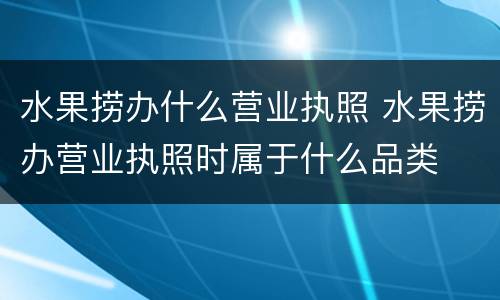 水果捞办什么营业执照 水果捞办营业执照时属于什么品类