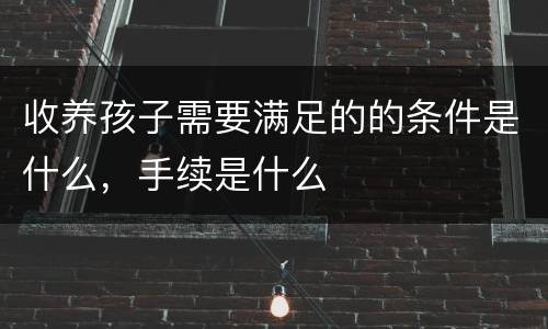 收养孩子需要满足的的条件是什么，手续是什么