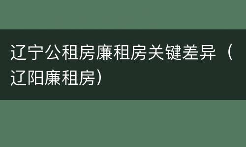 辽宁公租房廉租房关键差异（辽阳廉租房）