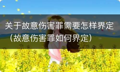 关于故意伤害罪需要怎样界定（故意伤害罪如何界定）