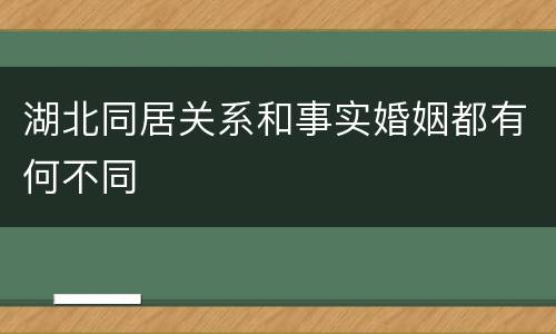 湖北同居关系和事实婚姻都有何不同