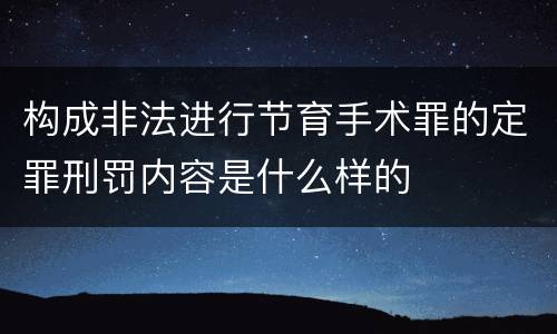 构成非法进行节育手术罪的定罪刑罚内容是什么样的