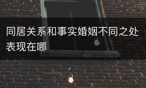 同居关系和事实婚姻不同之处表现在哪