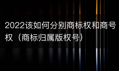 2022该如何分别商标权和商号权（商标归属版权号）