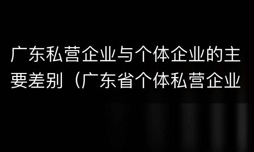 广东私营企业与个体企业的主要差别（广东省个体私营企业）