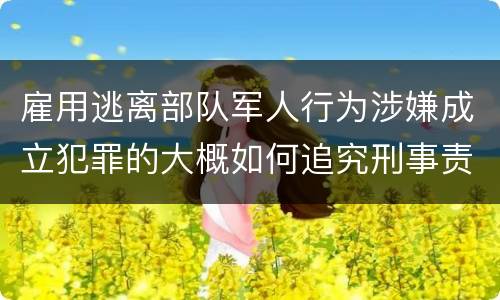 雇用逃离部队军人行为涉嫌成立犯罪的大概如何追究刑事责任