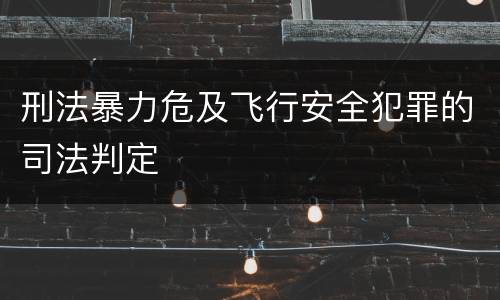 刑法暴力危及飞行安全犯罪的司法判定