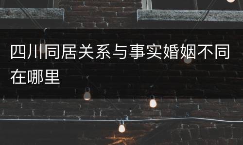 四川同居关系与事实婚姻不同在哪里