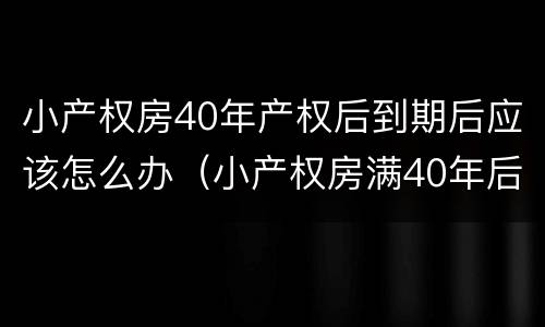 小产权房40年产权后到期后应该怎么办（小产权房满40年后怎么办）