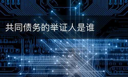共同债务的举证人是谁