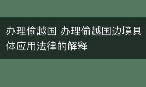 办理偷越国 办理偷越国边境具体应用法律的解释