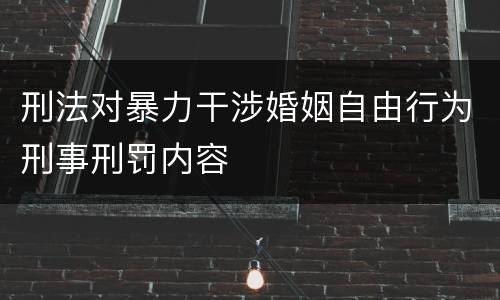 刑法对暴力干涉婚姻自由行为刑事刑罚内容