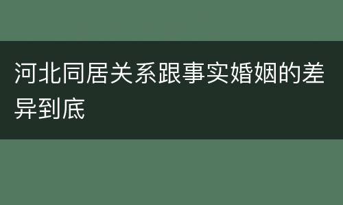 河北同居关系跟事实婚姻的差异到底