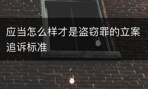 应当怎么样才是盗窃罪的立案追诉标准