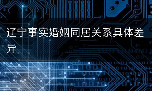 辽宁事实婚姻同居关系具体差异