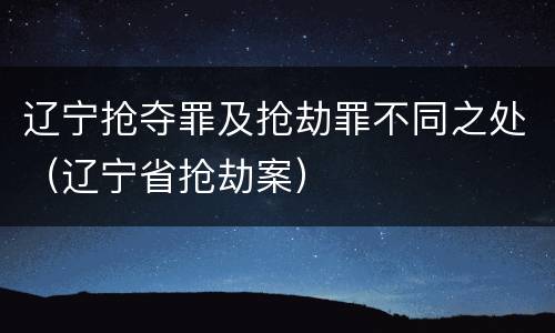 辽宁抢夺罪及抢劫罪不同之处（辽宁省抢劫案）