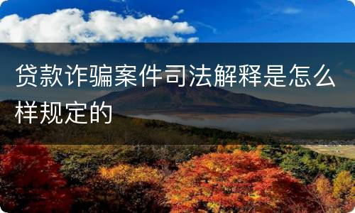 贷款诈骗案件司法解释是怎么样规定的