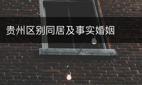 贵州区别同居及事实婚姻