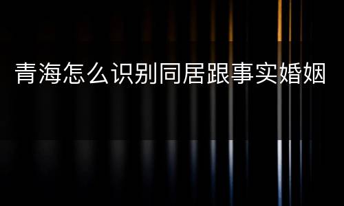 青海怎么识别同居跟事实婚姻