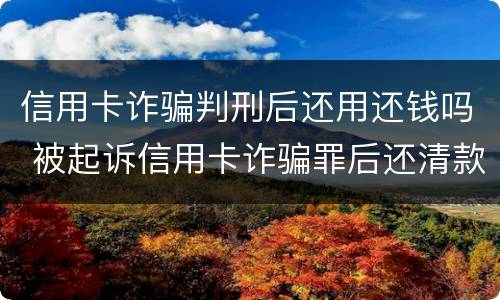 信用卡诈骗判刑后还用还钱吗 被起诉信用卡诈骗罪后还清款