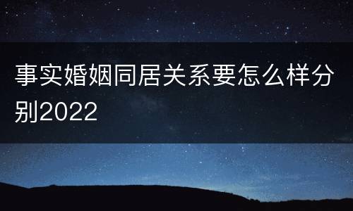 事实婚姻同居关系要怎么样分别2022
