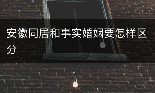 安徽同居和事实婚姻要怎样区分